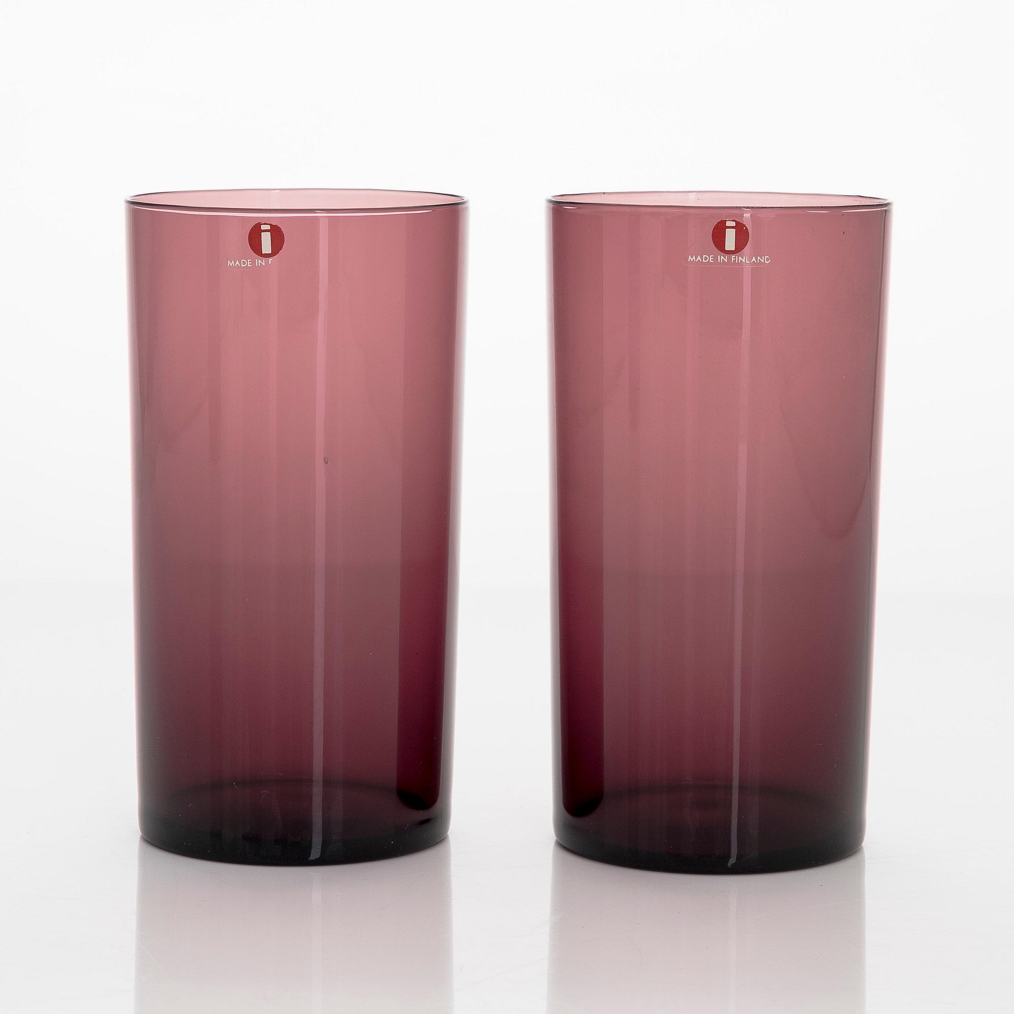 Timo Sarpaneva, dricksglas, 6 st, samt tillbringare, i-serien, Iittala tidigt 1960-tal.