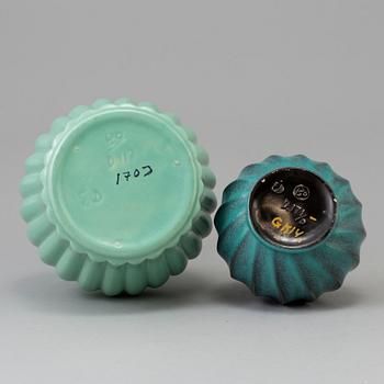 Two Ewald Dahlskog 
faience vases from Bo Fajans, Gefle, 1930s / 40s.