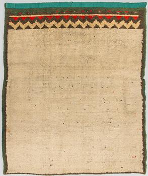 Ryijy/ peite, kansanomainen, päivätty 1851, Suomi. Noin 180 x 153 cm.