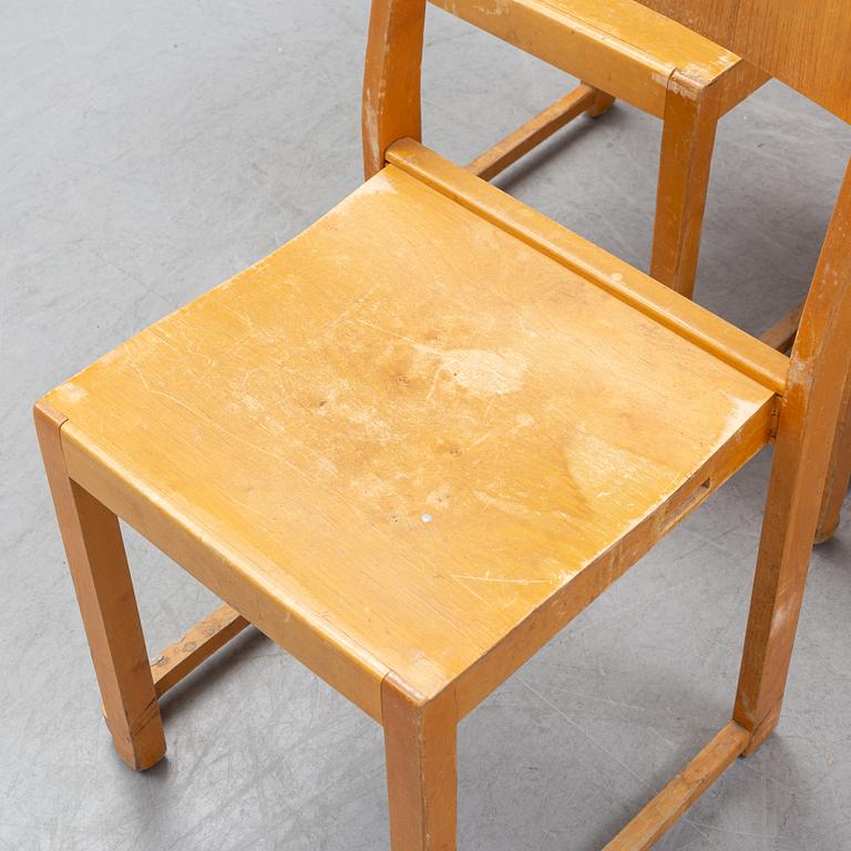 Six birch chairs by Sven Markelius, mid 20th Century.