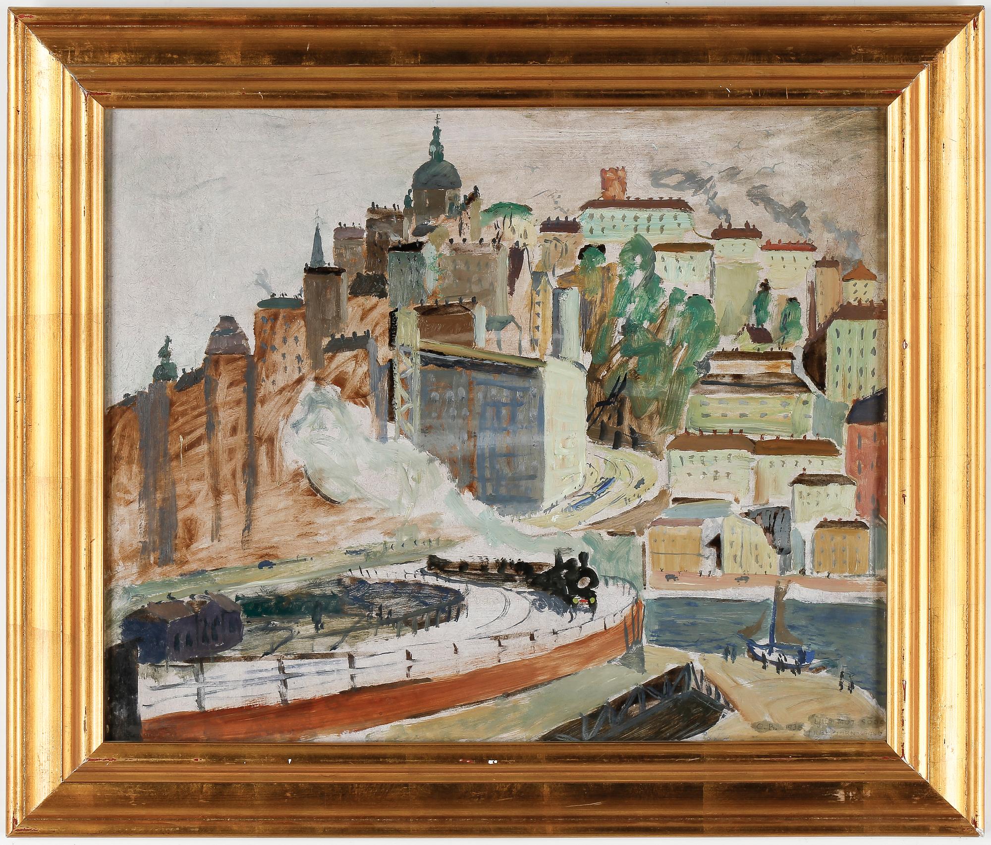 OLLE BONNIÉR, olja på pannå, "Ljus mot söder", 1938,  signerad "O.B".