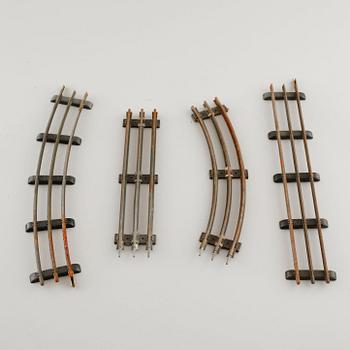 A 1940/50s model train set of 31 pcs in O-scale made by HAG, Switzerland.