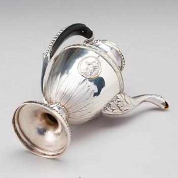 Johan Fredrik Wildt, kaffekanna, silver, Stockholm 1790, gustaviansk.