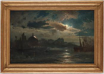 Gustaf Rydberg, Stockholm in moonlight.