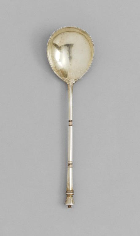 A RUSSIAN SILVER-GILT AND NIELLO SPOON, Moscow 1893.