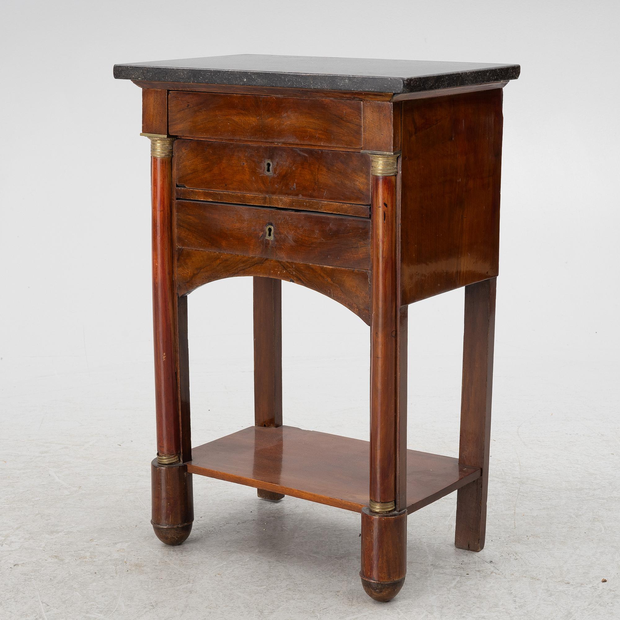 Bedside table, late Empire, mid-19th century.