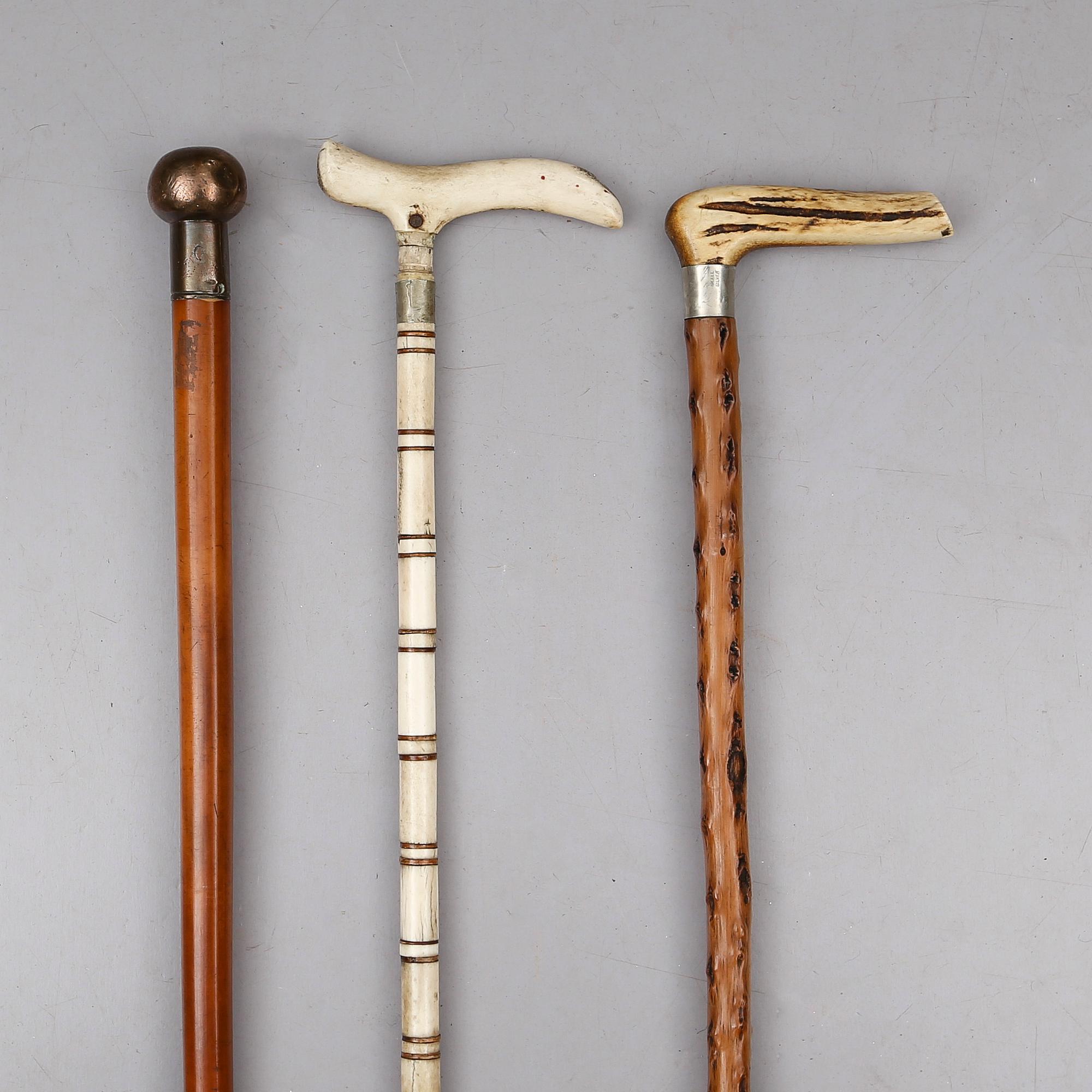 KÄPPAR, 3 st, trä och ben, 1800-tal.