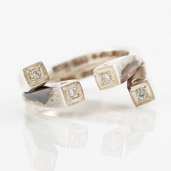 Jan-Christer Lundqvist, ring, sterling silver with white stones, Skövde 1981.