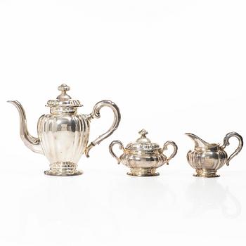 Kaffeservis, 3 delar, silver, svensk importstämpel.