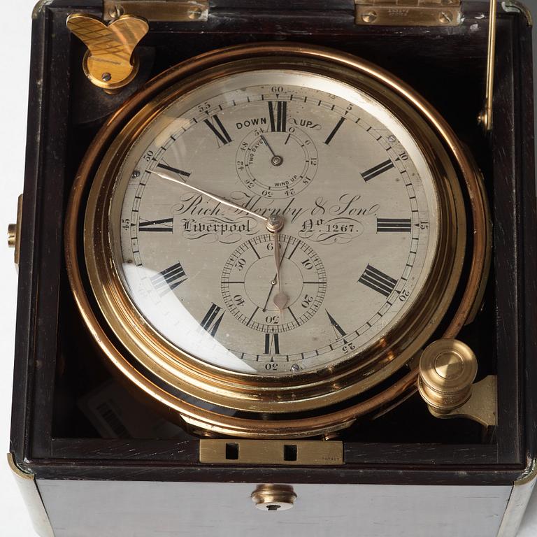 RICHARD HORNBY & Son, Liverpool, Two-Day Marine Chronometer, No 1267, 180 x 180 x 195 mm.