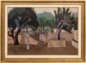 Gerhard Nordström, Garden with Stone Wall.