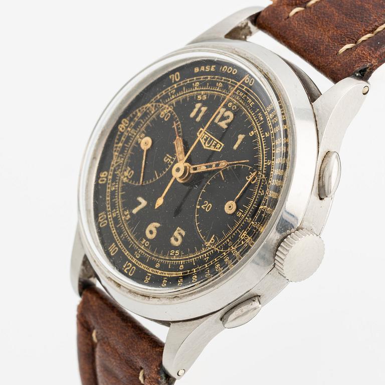 Heuer, "Base 1000, Telemetre", chronograph, ca 1945.