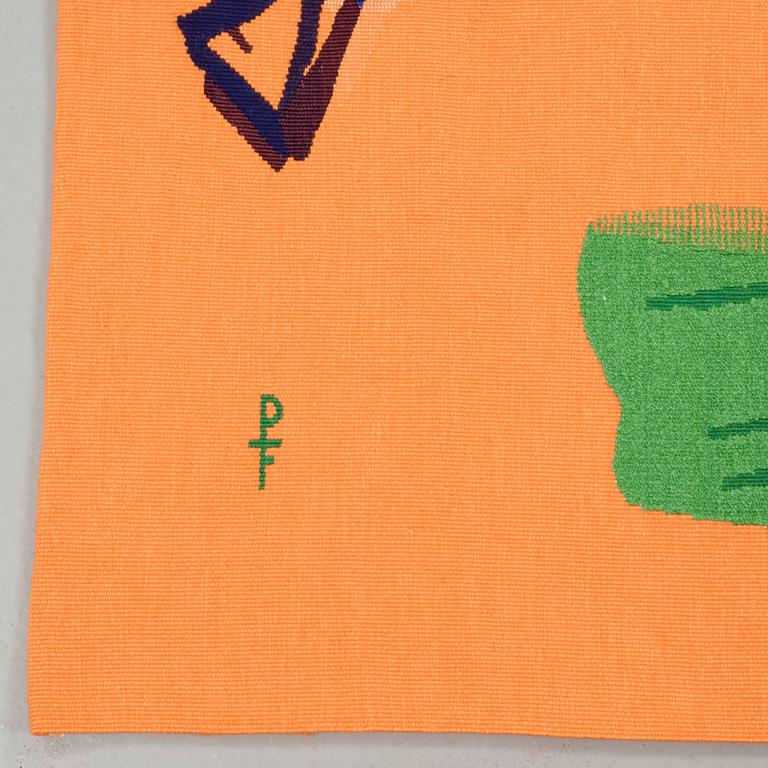 VÄVD TAPET. "Galopp". Gobelängteknik. 198 x 237,5 cm. Signerad PF GYNNING.