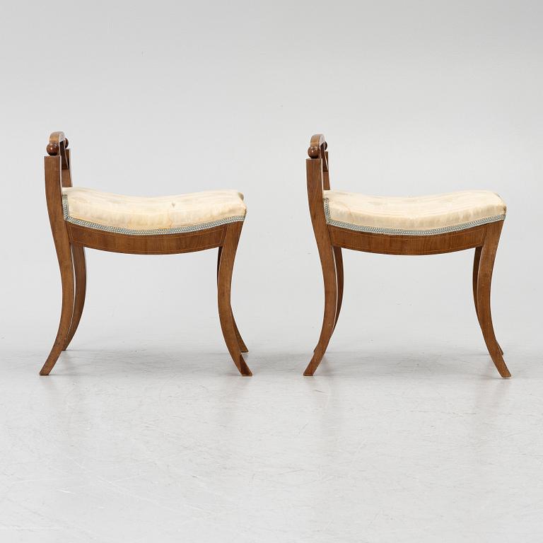 A pair of Karl Johan stools, 19th Century.
