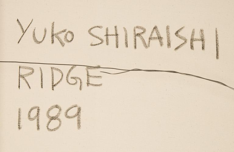 Yuko Shiraishi, oil/mixed media on canvas, signed and dated 1989 verso.