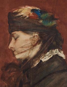Anders Zorn, "Dam med flor (förstudie till "Sorg")" (Woman behind a veil).