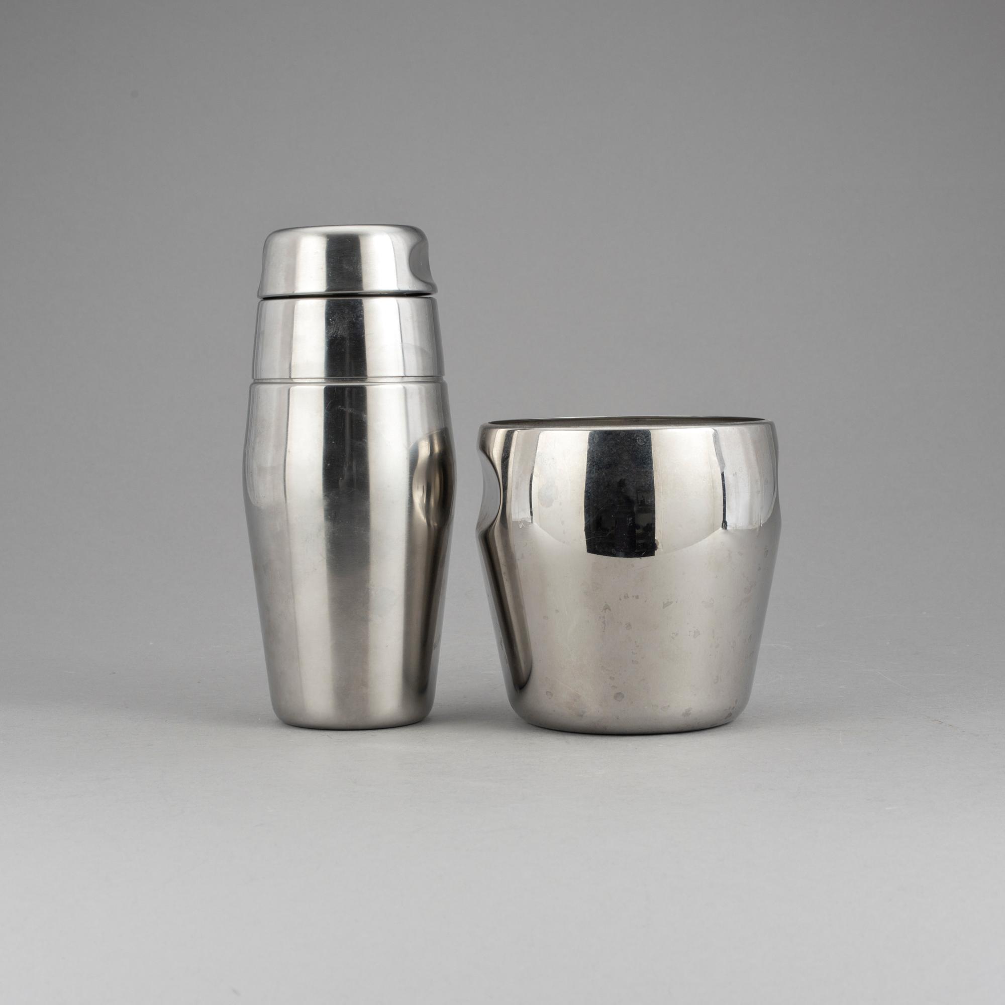 SHAKER samt ISHINK, rostfritt stål, formgiven av Luigi Massoni för Alessi 1976.