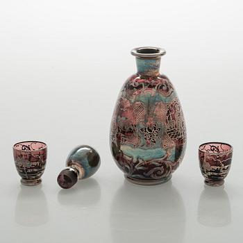 Two similar glass sets, Middle European 1950s.