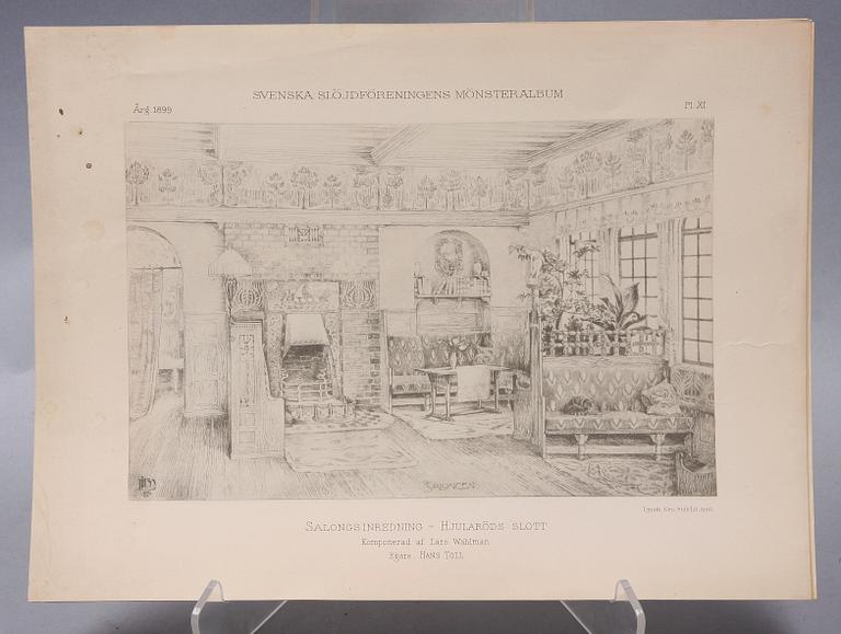 PARTI MÖNSTERPLANSCHER SAMT BOKMAPP, "Svenska Slöjdföreningen", 1880-1910-tal.