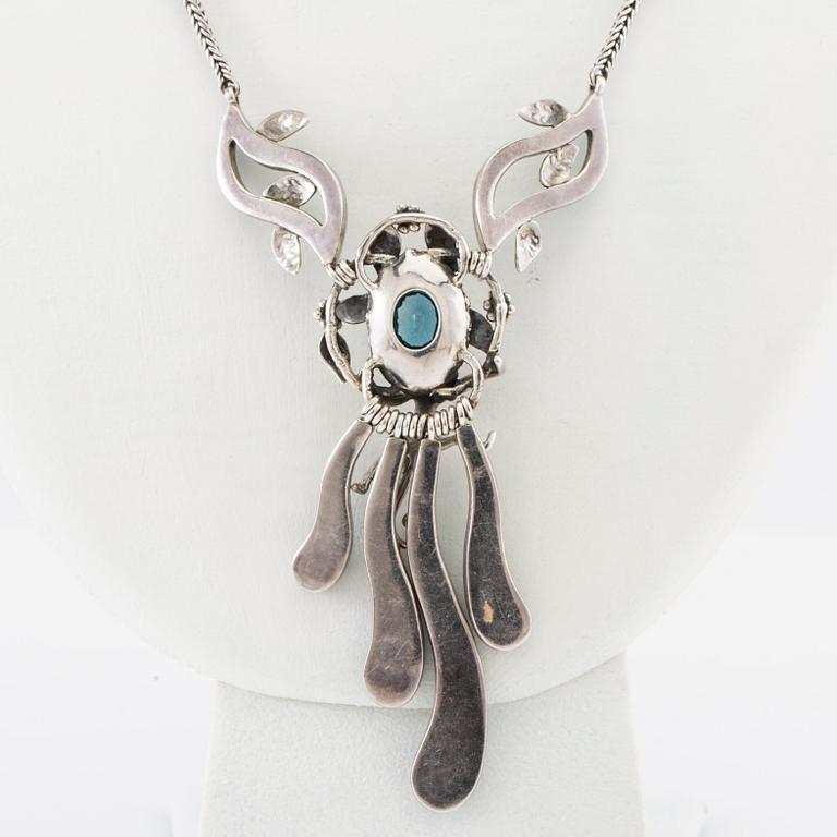 Necklace silver with set gemstones, Ilaria, Peru.