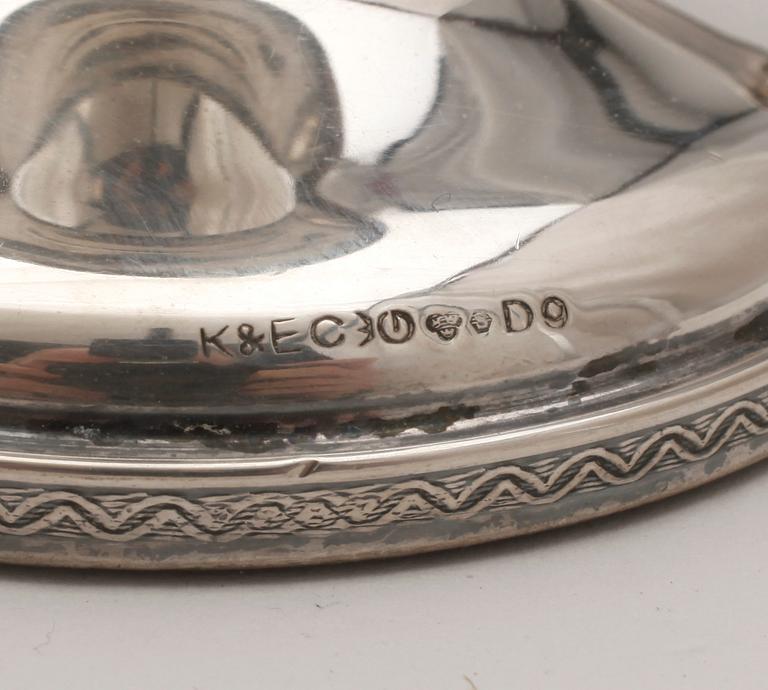 LJUSSTAKAR, ett par, silver, K & Ec, Göteborg, 1954.