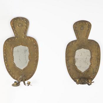 Ljusplåtar, ett par, omkring år 1900. Barockstil.