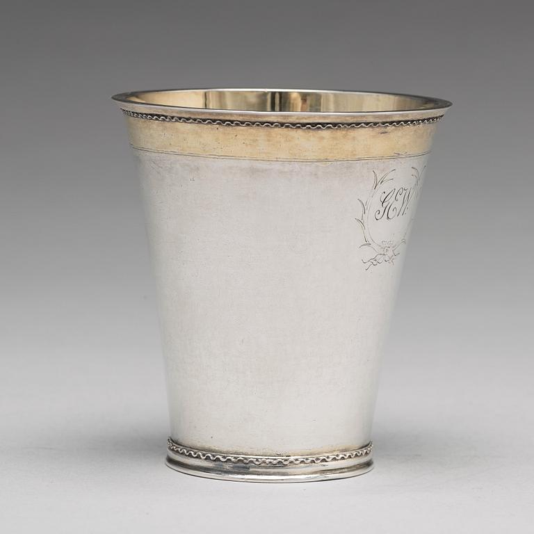 Augustinus Rudman, bägare, silver, Gävle (verksam 1696-1746). Karolinsk.