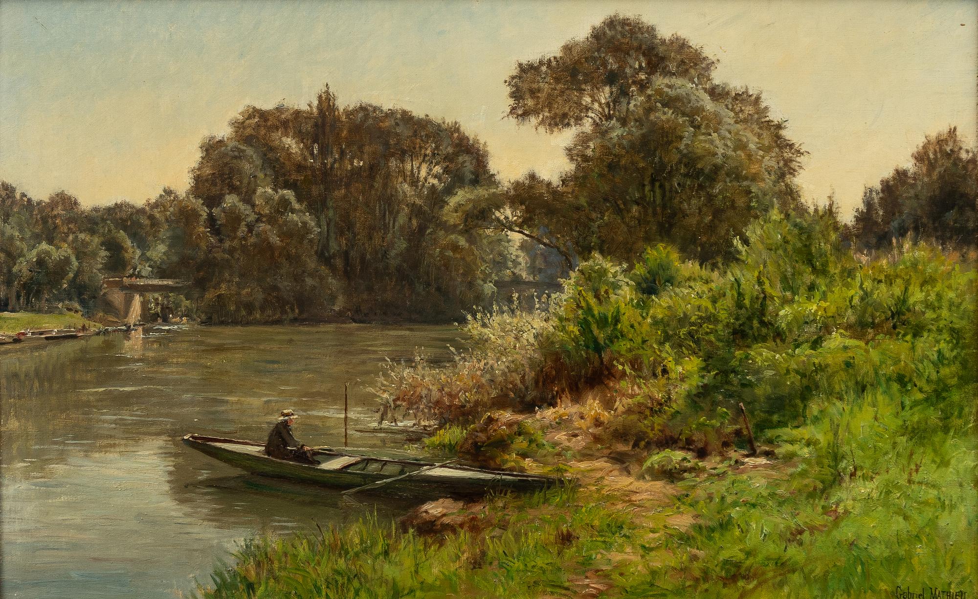 Gabriel Mathieu, French river landscape.