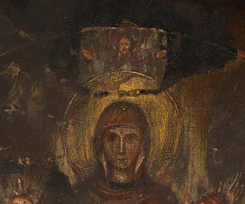 Icon, tempera on wood panel, with silver riza, contr. Yakov Lyapunov, St Petersburg Russia 1898-1903, assayer mark AC.