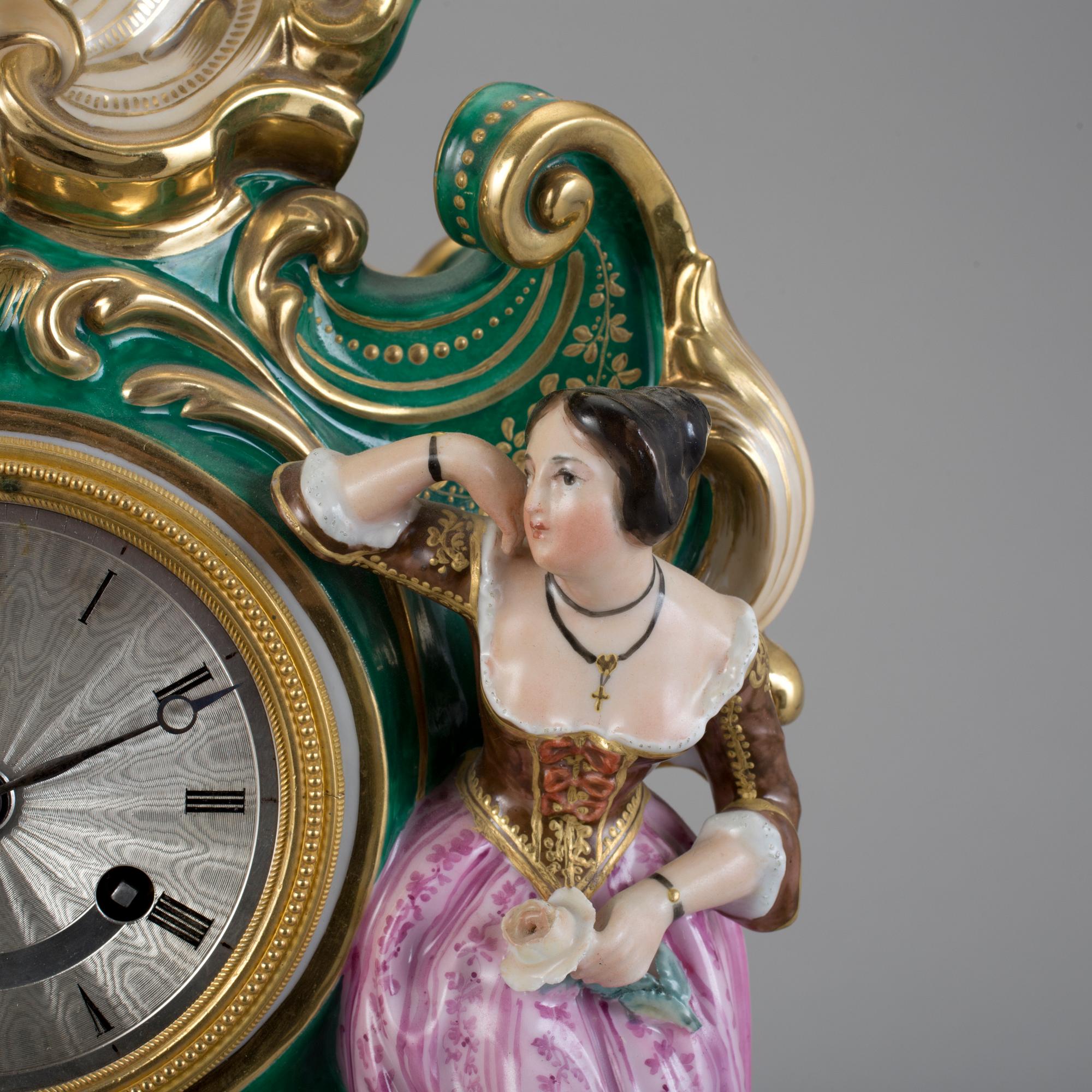 BORDSPENDYL, porslin, nyrokoko, 1800-tal.