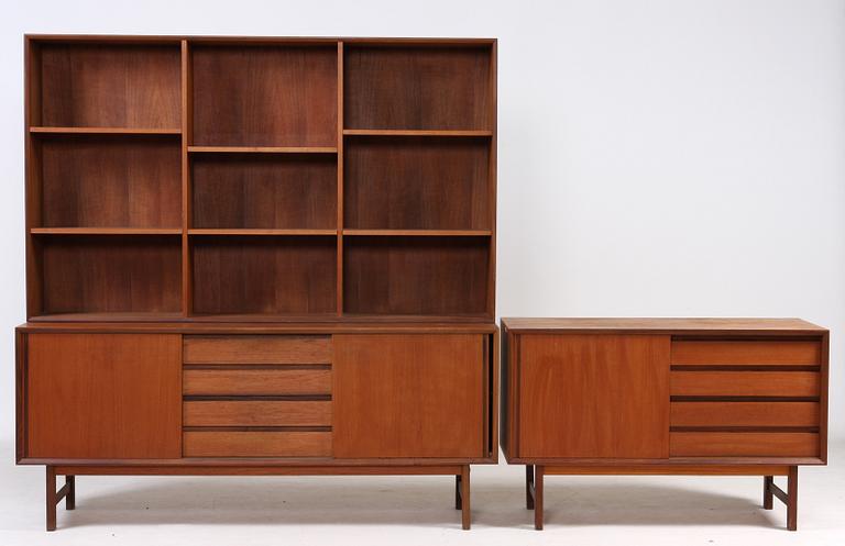 BOKHYLLA, samt SIDEBOARD, 1950/1960-tal.