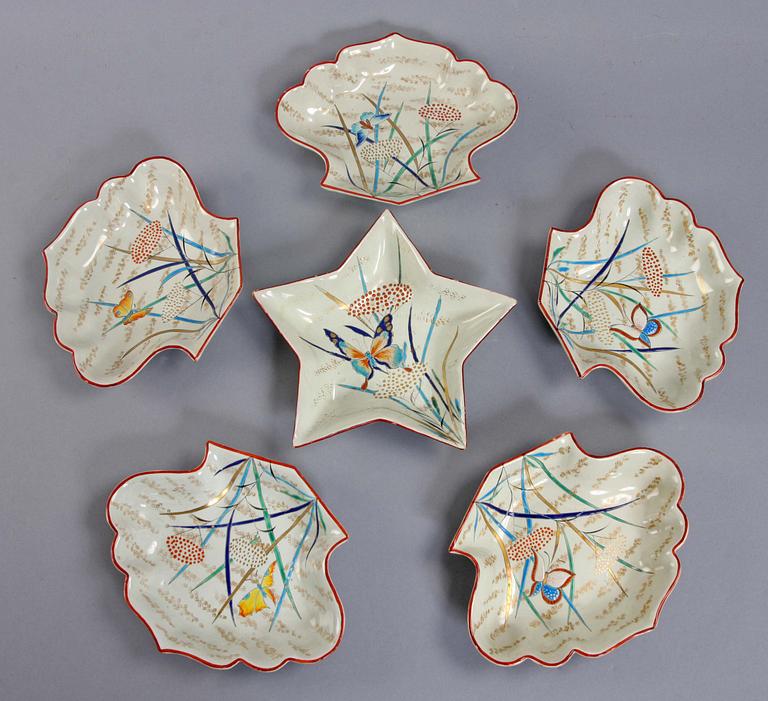 CABARET, 6 delar, fajans, Emile Gallé, Nancy.