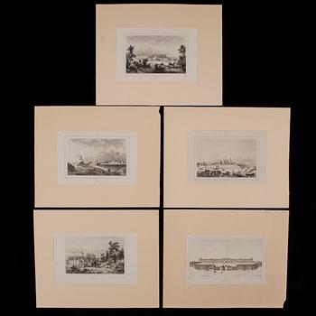 GRAVYRER, 5 st, stålstick, Frankrike 1800-tal.