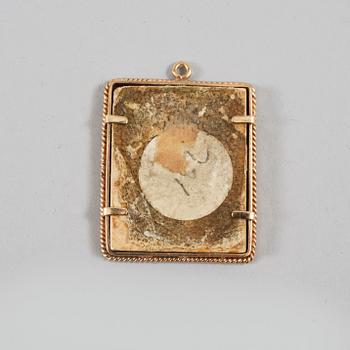 MINIATYRMÅLNING, ram 9k guld, omkring sekelskiftet 1900.