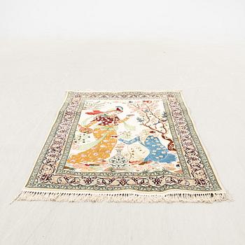 Isfahan rug, figural semi-antique, approx. 156x105 cm.