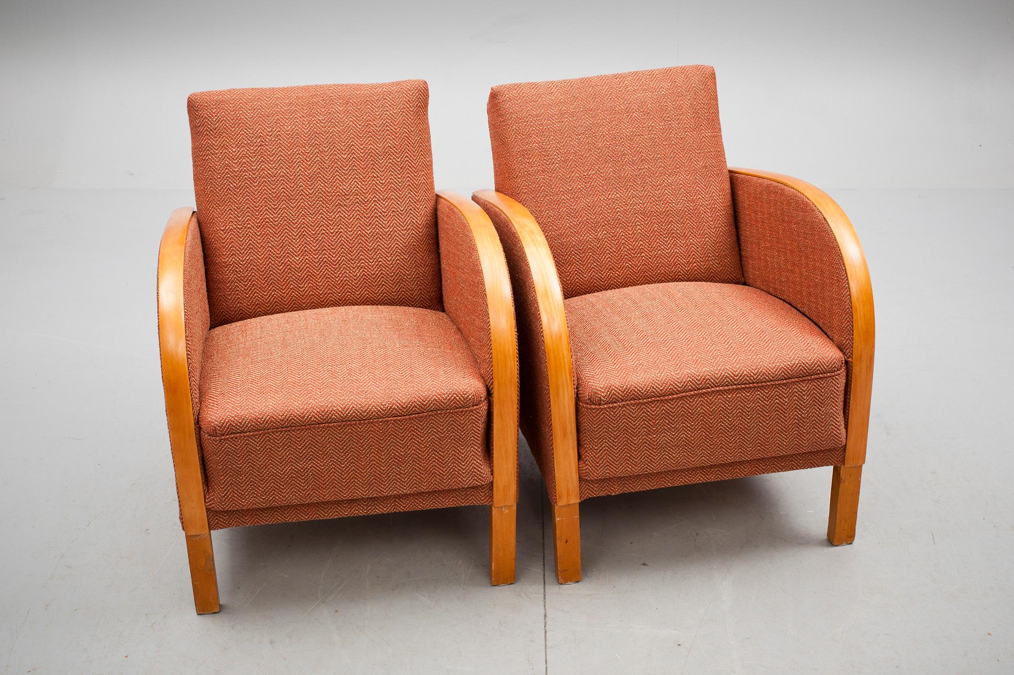 FÅTÖLJER, ett par, art deco, 1900-talets första hälft.