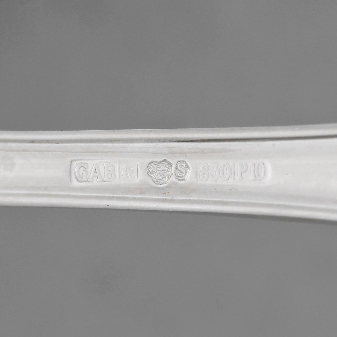 FISKBESTICK, 24 delar, silver, "Svensk rund", GAB, 1980-tal. Tot ca 1080 gram.