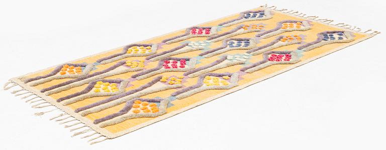 Agda Österberg, a carpet, knotted pile in relief, approximately 238 x 117 cm, signed AÖ.