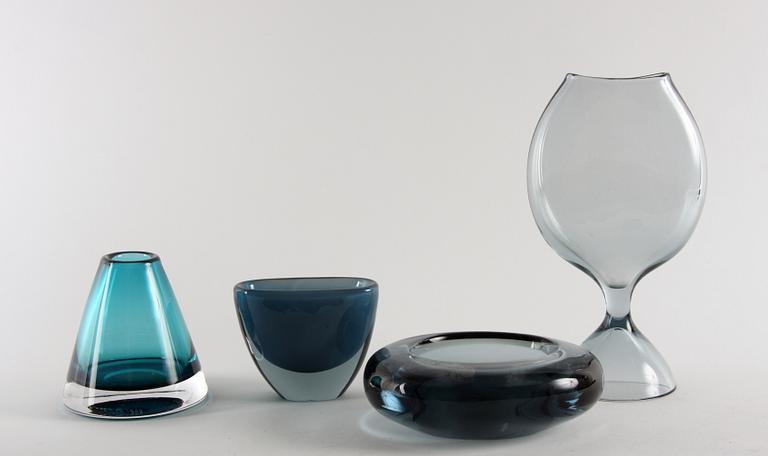 PARTI GLAS, 4 delar, Vicke Lindstrand, Kosta, sign.