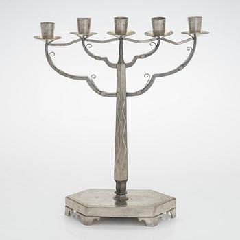 Hilding Ekelund, a 1920/1930s pewter candelabrum for Taidetakomo Hakkarainen, Finland.