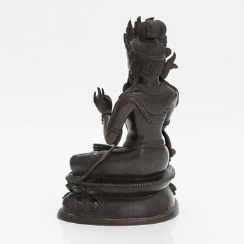 A bronze figure of a crowned goddess, Qing dynasty, 18th Century.