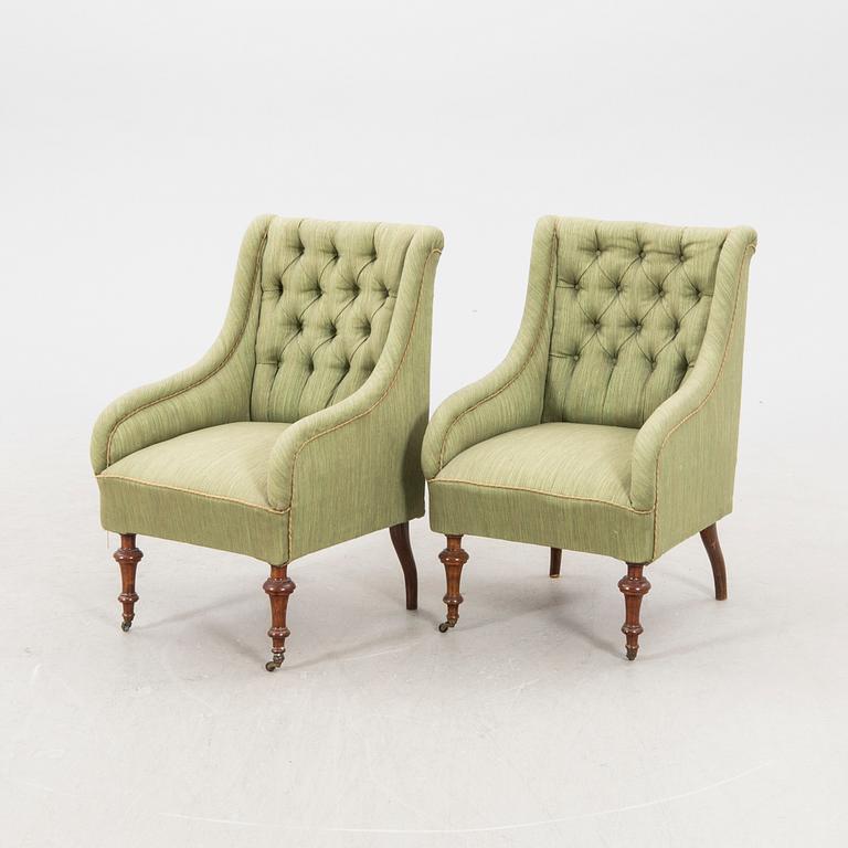 A pair fo late 19th century armchairs.