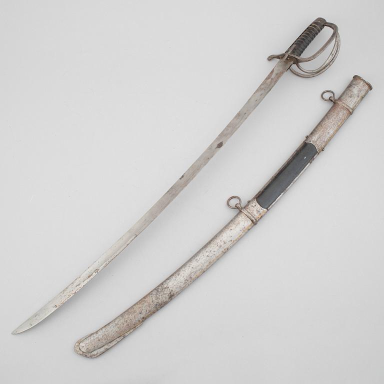 Sabre, Swedish, m/1825 for the hussars, with scabbard.