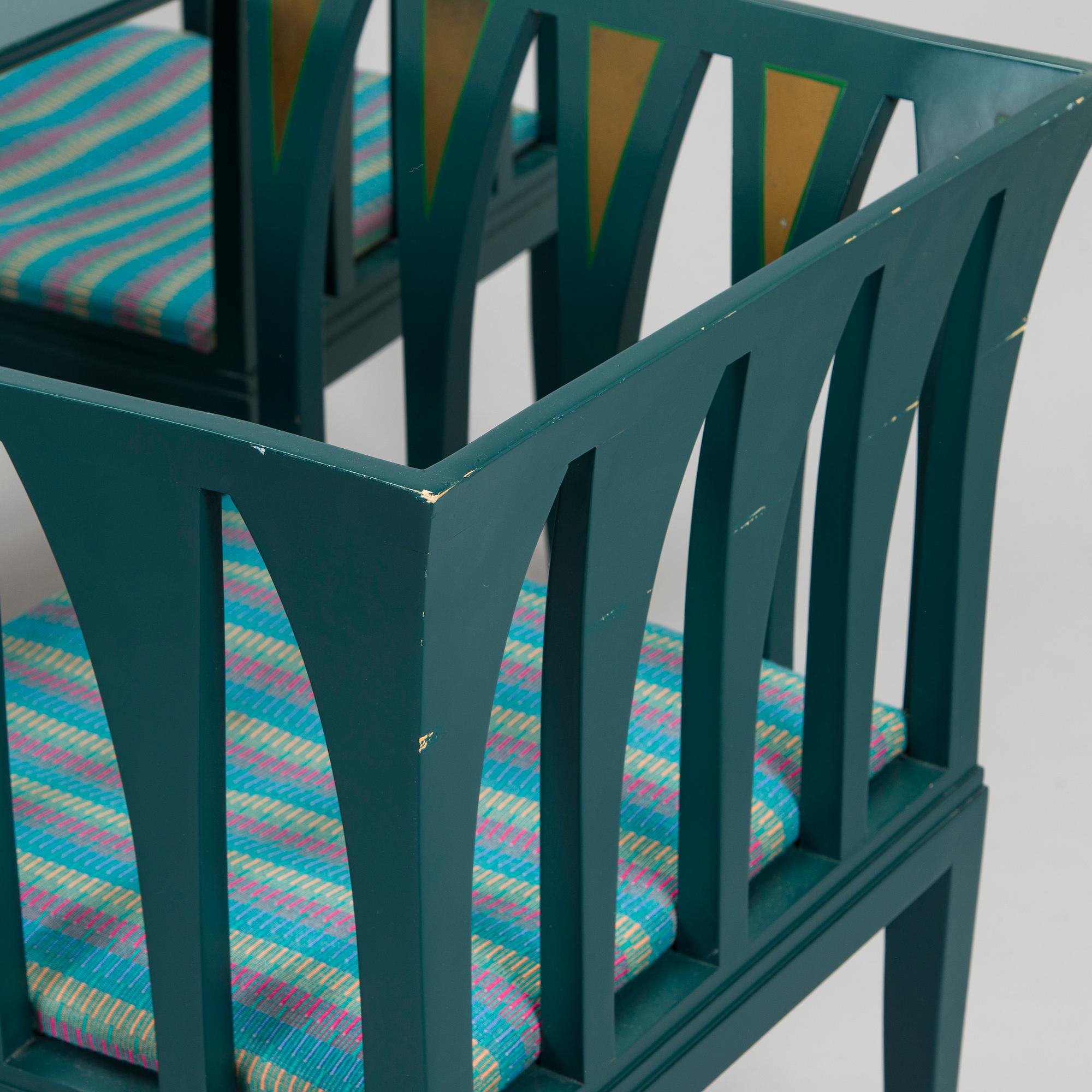 Eliel Saarinen, möblemang, 5 delar, "Blue suite" för Adelta, Finland 1980-tal.