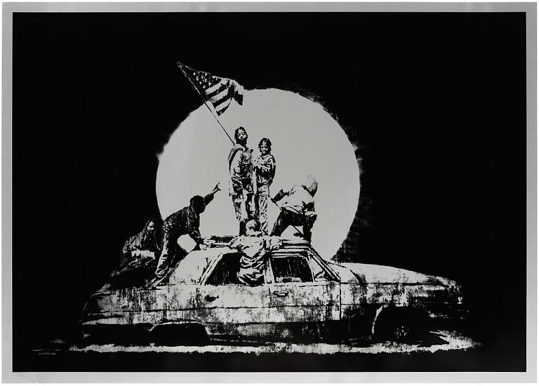 Banksy, "Flag (Silver)".