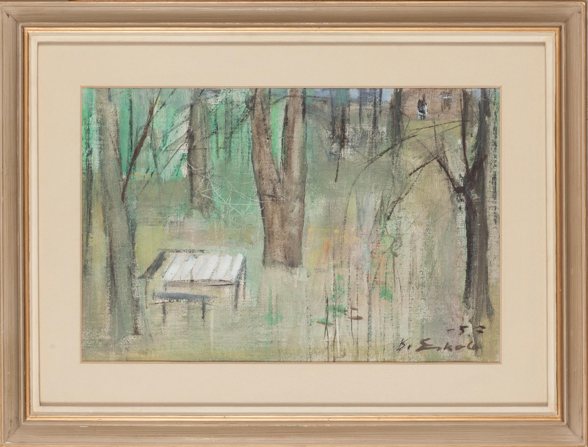 Kalle Eskola, oil on canvas laid on panel, signed and dated -57.