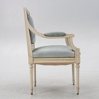 A Late Gustavian style armchair, second half of the 20th century.