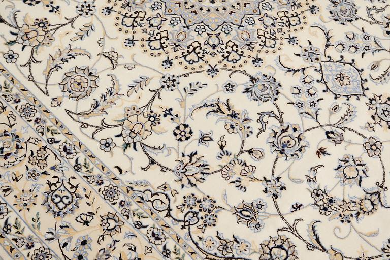 A part silk Nain carpet, so called 6 LAA, ca 252 x 175 cm.