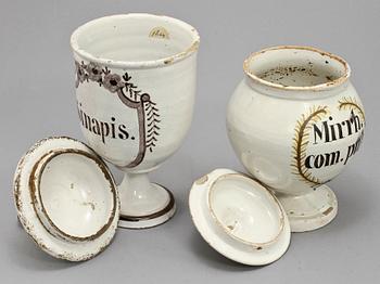 MEDICINKRUS med LOCK, 2st, fajans, 1800-tal.