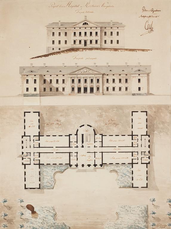 Carl Christoffer Gjörwell, "Project d'un Hospital, Militaire à Kongsholm".